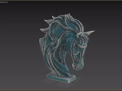 Stylized Horse Head Sculpture 3D model