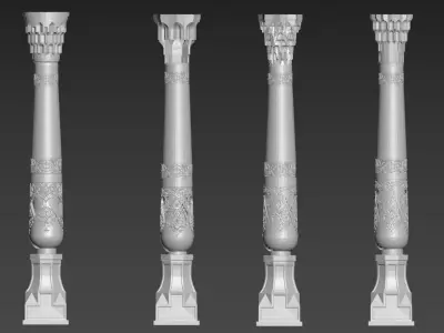 Islamic Columns 4 types w muqarnas 3D model