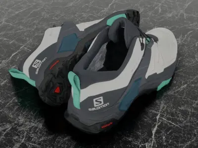 SALOMON X ULTRA 04W 3D BOOTS - WHITE - BLACK Low-poly 3D model