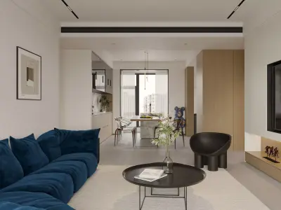Modern living room dining room interior scenes 547 3D model
