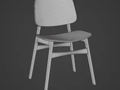 Modern Wooden Seamless Chair -  Designer Chair 001 3D model