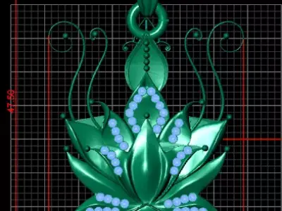 3D printable floral gold pendant 3D print model