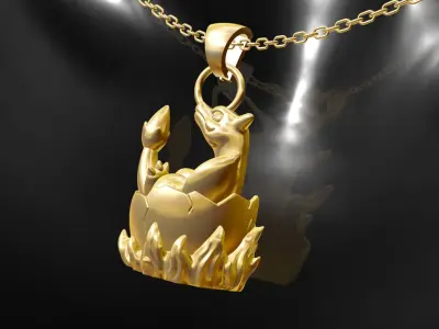 Charizard Pokemon pendant jewelry gold 3D print model