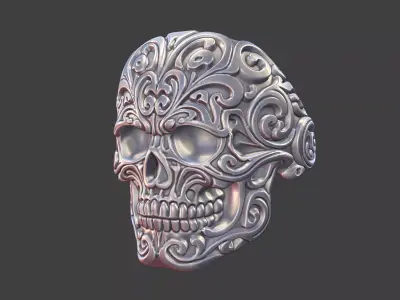 Imperial Scrollwork Skull Rin 3D print model