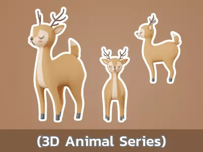  character Cartoon Deer 3D model