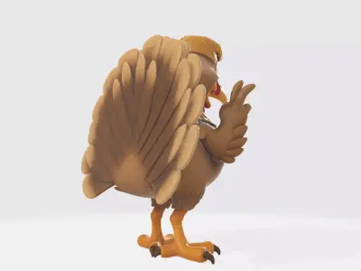Funny Cartoon Turkey with Hair 3D Print Model 3D print model