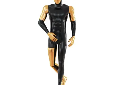 Black Male Mannequin With Gold Face 58 3D model