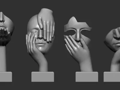 Figure Statue Listening Action Figure 3d printable mode 3D print model