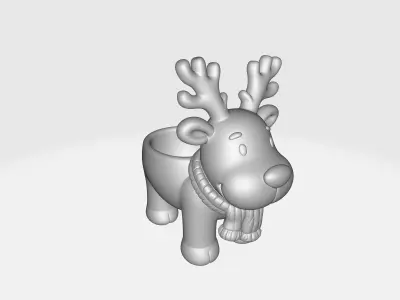 Adorable Reindeer Planter Cute Holiday Deer Pot Christmas Desk  3D print model