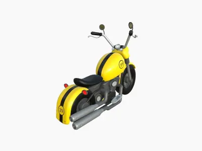 Motorcycle Cartoon A03 Yellow Racing - Custom Vehicle Design Low-poly 3D model