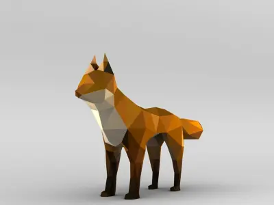 Vertex Coloured Fox Low-poly 3D model