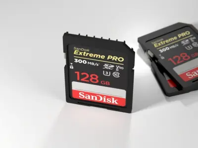 SD card sandisk sdxc extreme pro 128gb Low-poly 3D model