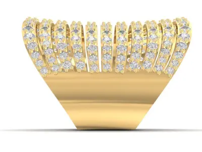 Luxury Wide Multi Row Diamond Band Ring for Women 3D Model 2683 3D print model