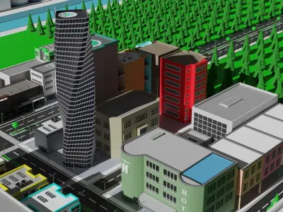 Low Poly city Free low-poly 3D model