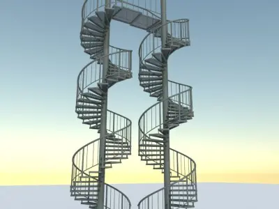 Aluminum spiral staircases for outside Low-poly 3D model