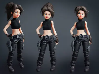 Fantasy Engineer 3D Female Character Model Low-poly 3D model