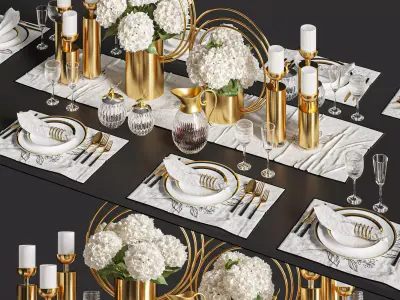 Dinner Table Set 01 3D model