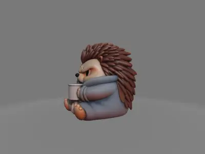 Angry Hedgehog in Pajamas Mini Grumpy Morning Statue 3D print model