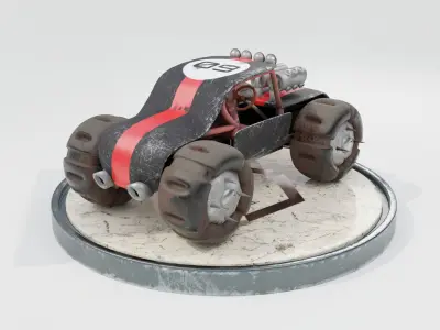 Low Poly Car cartoon style  Low-poly 3D model