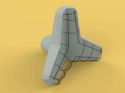 TETRAPOD BREAK WATER SEAWALL ARMOURING AKMON 3D model