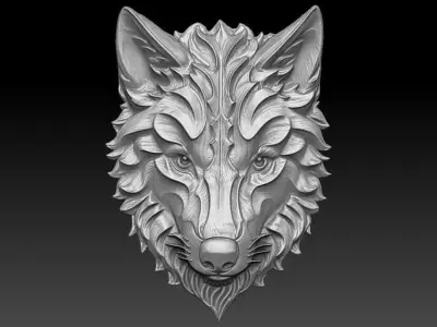 1 wolf head CNC Relief Model 3D print model