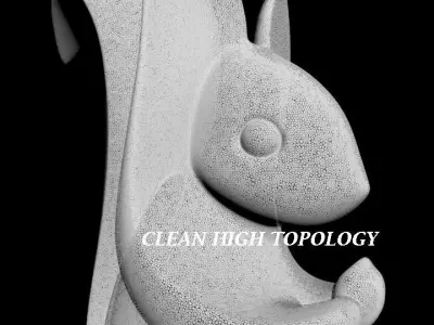 SQUIRREL WOOD ABSTRACT SCULPTURE BUST 3D print model