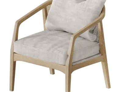 Audra Rattan Back Chair 3D model