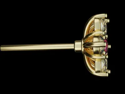 Earrings with diamonds and rubies set 3D model for 3D print 3D print model