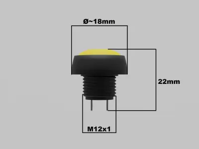 12mm Push Button Low-poly 3D model