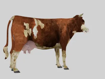 Low Poly Holstein Cow Unwapped 4K And High Poly Game Ready Low-poly 3D model