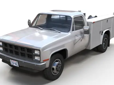 80s Service Truck Low-poly 3D model