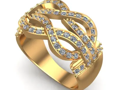 Diamonds Bend Ring 3D print model