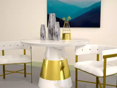 Style Dining Table And Chairs 3D model