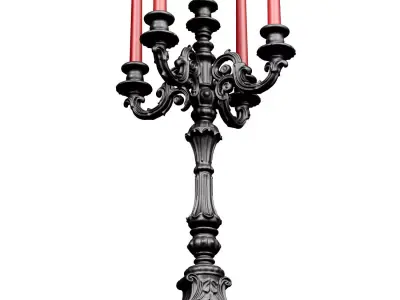 Modern Black Tabletop Candlestick Candle Holder Candelabra 3D model