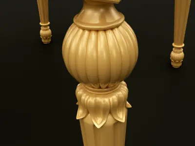 Classic Baroque Style Wooden Chair Base for CNC 3D model