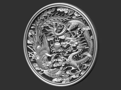 Dragon and Phoenix 3D print model