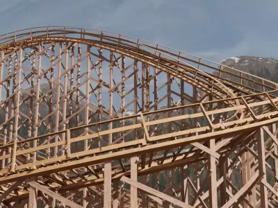 Wooden Rollercoaster Low-poly 3D model