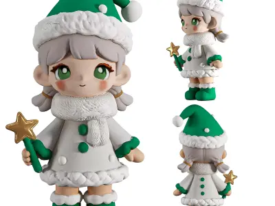 Christmas Decoration Plasticine Elves Ornamented Tree 3D model