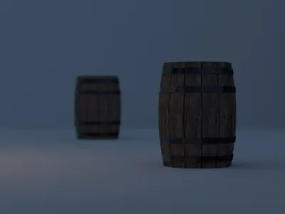 Wooden Barrel LOD Low-poly 3D model