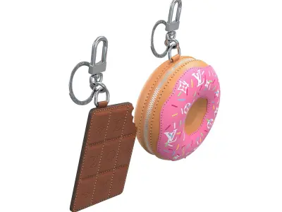 Louis Vuitton Bag Chocolate Donut Charm Keychain Low-poly 3D model