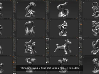 43 modern sculpture huge pack 3d print model  3D Model Collection