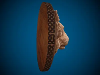 Lion Head -Wooden Relief Low-poly 3D model