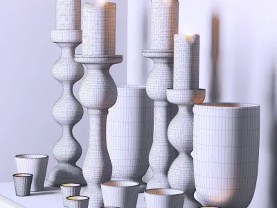 Set-144 glass candle holders 3D model