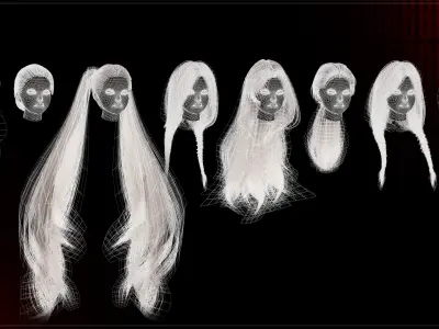 Female Hair Collection 06 - Game Ready Low-poly 3D model