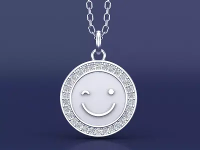 Smile Diamond Pendant Necklace CAD Design 3D print model