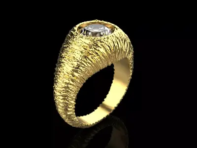 textured signet ring model 907  3D print model