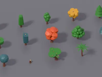Animated Timber Pack 15 Stylized Low-Poly Trees Low-poly 3D model