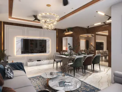 modern Livingroom with luxury Low-poly 3D model