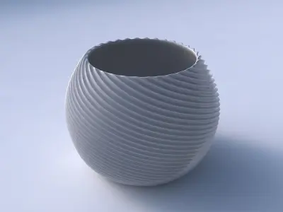 Bowl spheric with bent extruded lines 2 3D print model