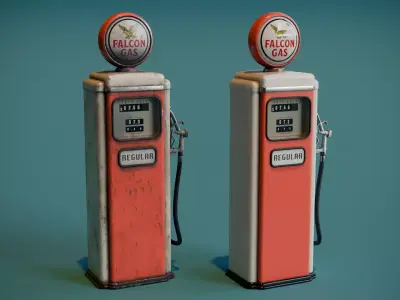 Vintage Gas Pump Low-poly 3D model